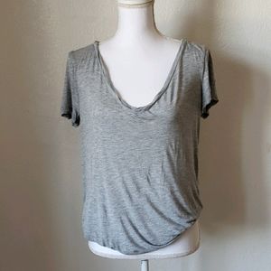 Loose, Drapey, V neck shirt, gray, women's